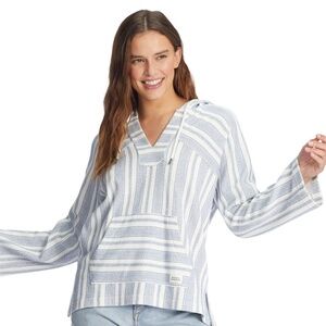Roxy Wild And Free Poncho Hoodie - Snow White Beachside Stripe